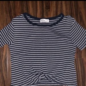 Navy blue and white striped crop top, it’s a size medium, from Hollister.